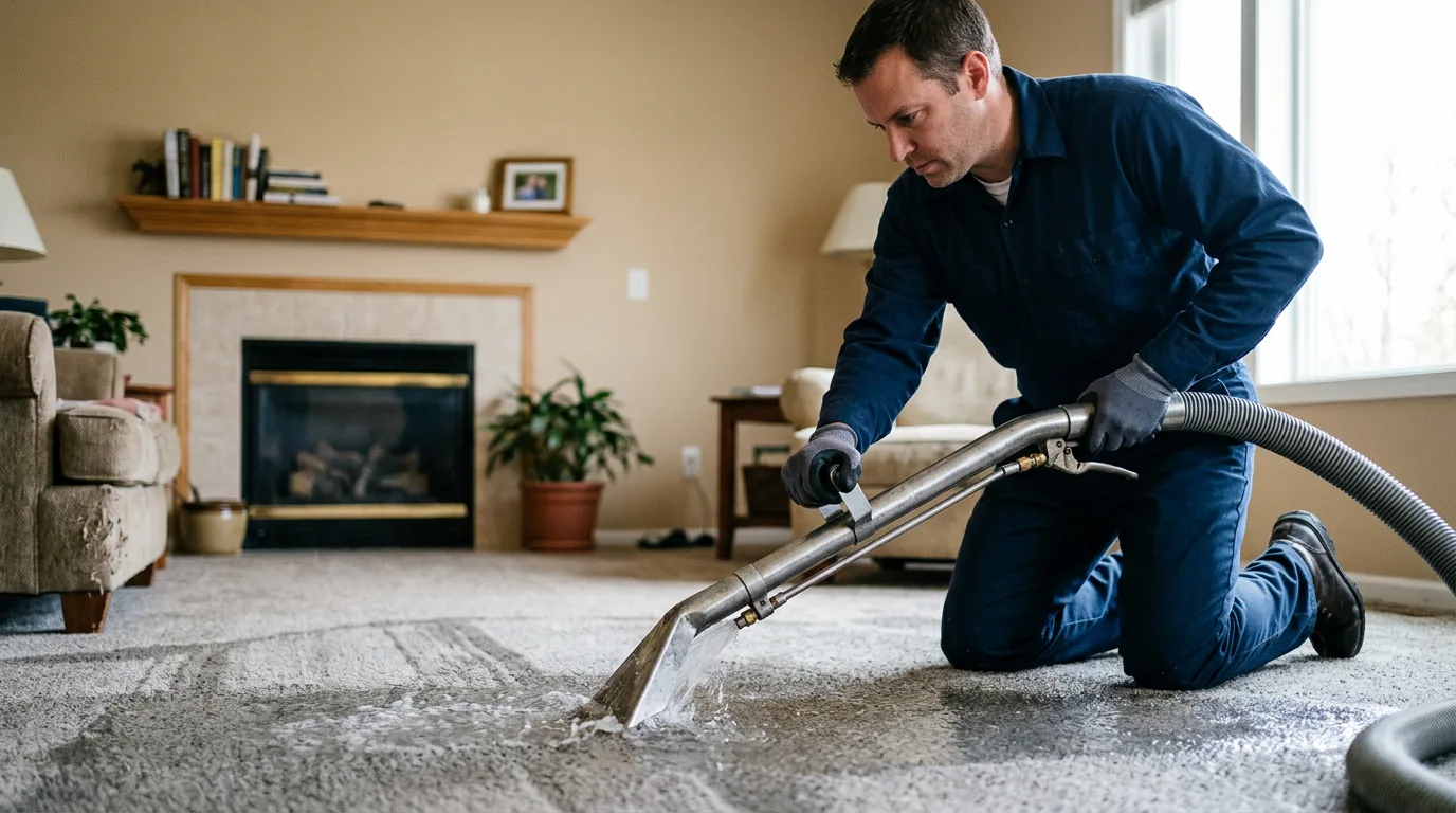 Water damage restoration technician working near Hendrix, OK